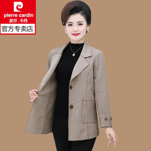 Pierre Cardin 2025 Neue Mutteranzug Jacke im mittleren Alter für Frauen Frühling und Herbst Short Dünn 40 Jahre alt 50 mittleren und älteren Spring Top 983-Khaki XL empfohlen 90-105Jin [Jin entspricht 0,5 kg]