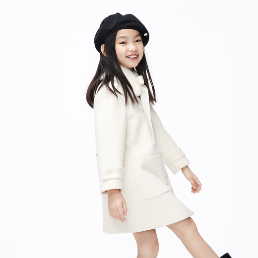 Little MO&Co. Children's clothing, winter clothing, girls' mid-length double-sided woolen coat, children's coat, big girl's beige color 120 120/56