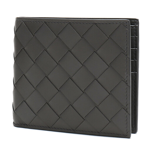 BOTTEGA VENETA 葆蝶家 BV 男士石墨色皮革编织短款钱包钱夹 605721 VCPQ4 1445