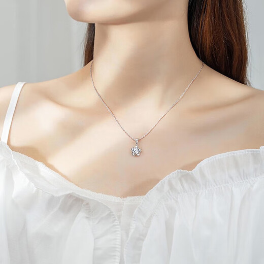 Farcoko Platinum Necklace for Women PT950 Platinum Clavicle Chain Practical Heartfelt Birthday Gift for Girlfriend and Wife Elegant Orchid Heart Flower-Platinum Style