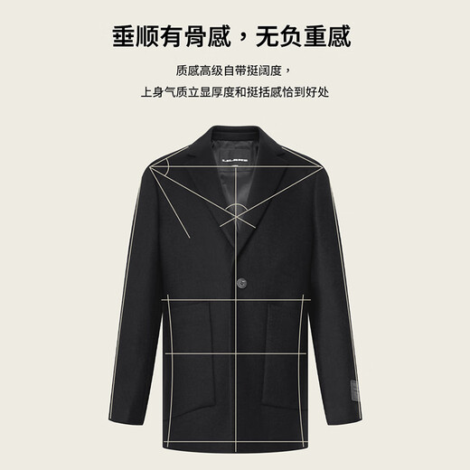Lilang Speed ​​Hitze warme mittelgroße Wollmantel Herren Winter 24 Wolljacke schwarz 180/96a