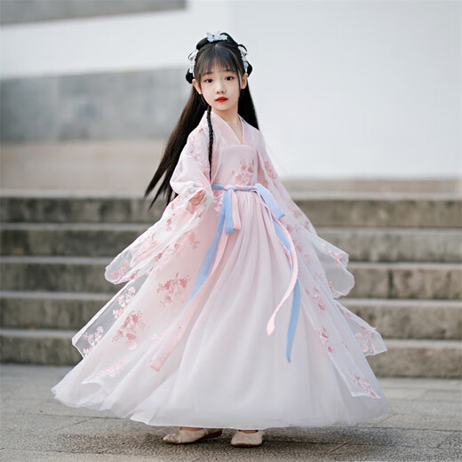 欧育儿童汉服女童秋季温柔仙连衣裙新款洋气国风女孩生日礼物演出服 粉色超仙刺绣连衣裙 常规 B1517 120 【建议身高110-120cm】