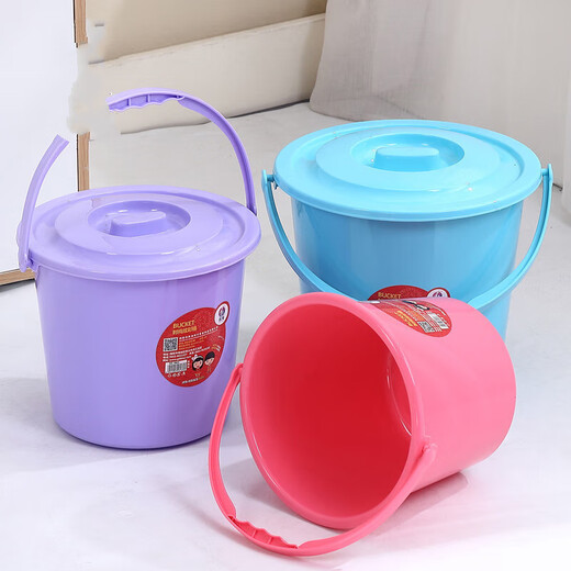 Chenzhi Shangpin Plastikeimer, Hand mit Deckel, verdickter Hausbenutzer im Freien Wassereimer, Fischereispeicher Multifunktionaler Wassereimer 6628-Large Rot (25*22 cm)