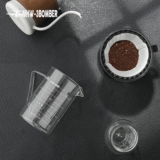 MHW-3BOMBER bomber coffee pot glass sharing pot with graduated drip filter hand brewing utensil 360ml [precise flow control] glass sharing pot - 360ml