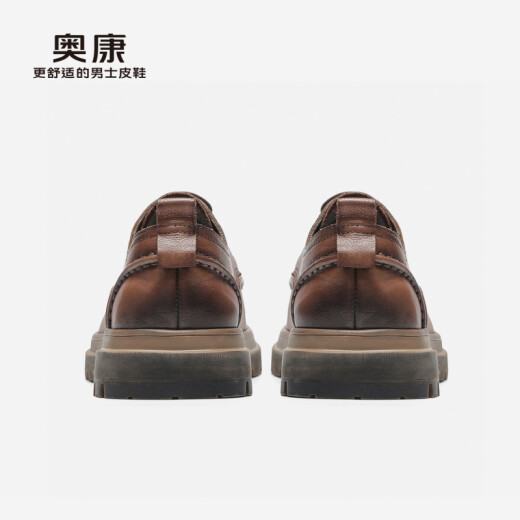 奥康（Aokang）【呼吸系列】男鞋新款流行低帮休闲皮鞋男士系带鞋 1221514053黄棕 43