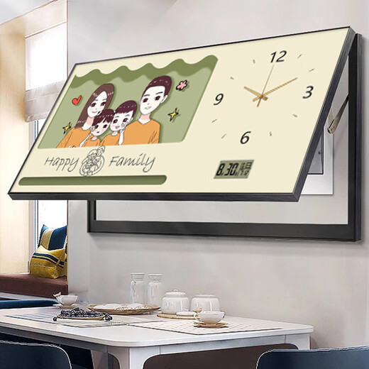 Pintura sensorial Gran tamaño Calendario Perpetual Medidor Pintura decorativa con reloj y reloj Caja de distribución familiar Caja de distribución Cubierta colgante JD12811 Calendario perpetuo mejorado + Reloj 80*40 cm (bloqueo 70*30) Marco negro colgante