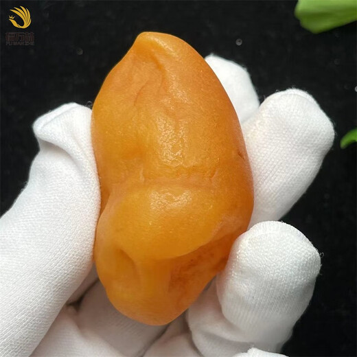 Fuwanzhe Natural Amber Beeswax Full Leather Handle Piece Baltic Amber Sea-Drifted Seed Material Featured Rough Stone 38.87g