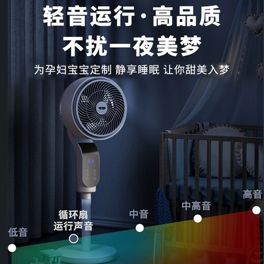 SAST electric fan floor fan air circulation fan household 360-degree shaking head electric fan light sound fan office living room circulation fan dormitory energy-saving intelligent voice remote control vertical luxury 360-degree shaking head lifting remote control model 8006R