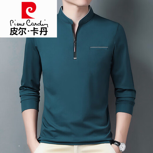 Pierre Cardin High-End Pure Cotton Long-Ärmeln T-Shirt Herren-dünne T-Shirt-Tops im Frühling und Herbst mittleren Alters Hemd-Hemd mit Langarmdünn 6623 Baolan 180/2xl empfohlen 160-170jin [Jin gleich 0,5 kg]