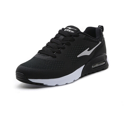 鸿星尔克男鞋气垫运动鞋休闲鞋黑色防滑减震跑鞋软底回弹轻便跑步鞋子男