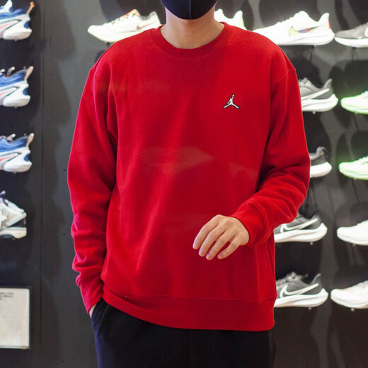 Nike (NIKE) jacket men's spring and autumn sportswear knitted plus velvet warm round neck sweatshirt pullover DQ7521-091 DQ7521-687 red plus velvet XL