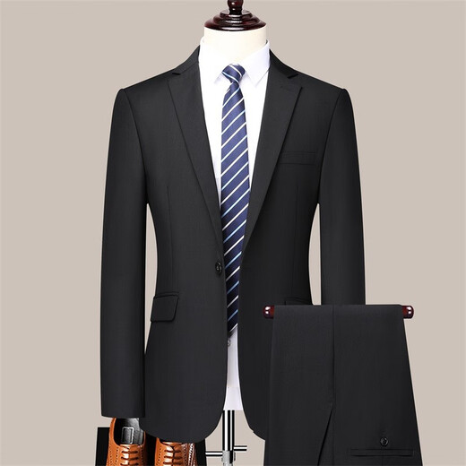 Charides aristocratic suit men's solid color Korean version slim business formal wedding casual slit no-iron suit jacket for men 881 black two buttons back center slit L 175/50 size recommended 135-145 Jin Jin equals 0.5 kg