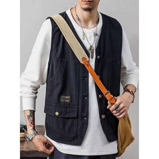 
Didisha Japanese retro work vest men's summer thin loose multi-pocket layered jacket sleeveless vest vest men's trendy B14 work vest [khaki] 3XL