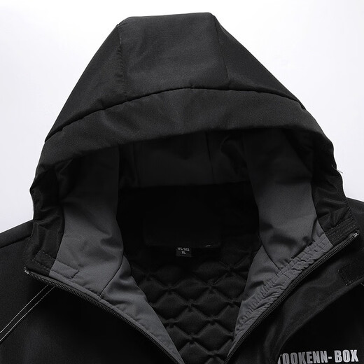 Karls large size men's jacket men's spring, autumn and winter velvet work jacket plus fat plus fat loose casual trendy brand cotton coat black (velvet thickening) 5XL (200-219Jin Jin is equal to 0.5 kg)