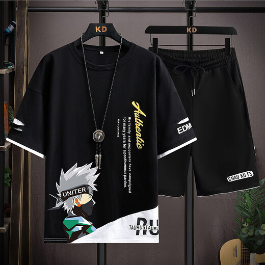 Bailedi T-shirt à manches courtes garçons 12-15 ans collégiens costume d'été 16 adolescents et enfants plus âgés vêtements d'été tendance et beau WY-6169 Lake Blue (manches courtes + short) 180 3XL (140-160Jin Jin équivaut à environ 0,5 kg)