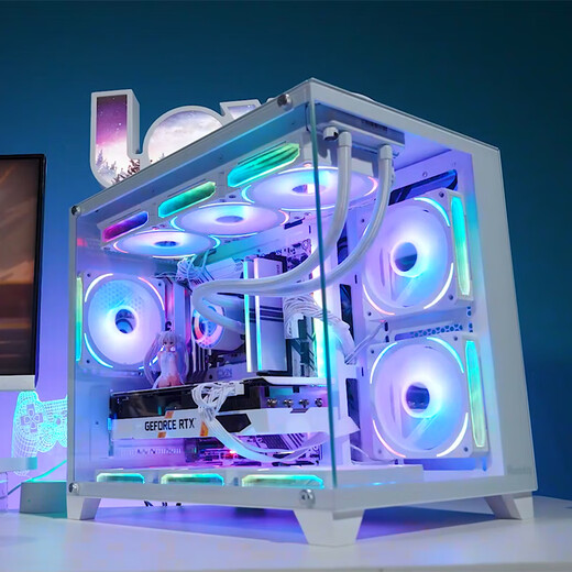 航嘉S960暴风雪全视版海景房电脑机箱台式主机m-atx白色360/240水冷920迷你4070 +棱镜4pro黑色风扇*9 单机箱（支持M-ATX主板/360水冷）