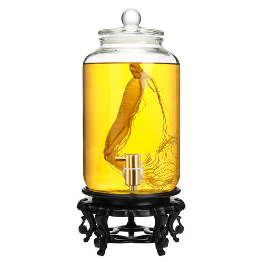 Shandetang sealed glass wine bottle with faucet wine container 10 Jin Jin equals 0.5 kg. Special bottle for brewing wine cans with red bayberry wine bottle 10 Jin Jin equals 0.5 kg. With gold stainless steel faucet + base