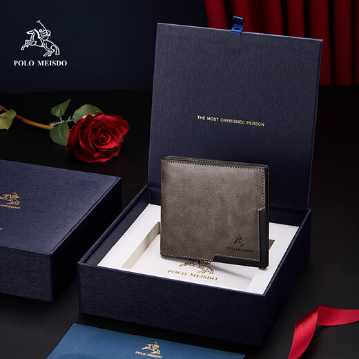 Paul Mesid Herren Brieftasche, echte Leder-Kurzstil für Männer, modische, Mehrkartenbrieftasche, Geburtstagsgeschenk für Freund, Ehemann, Vater, praktisch 8602293-1 [New Counter Gift Box]