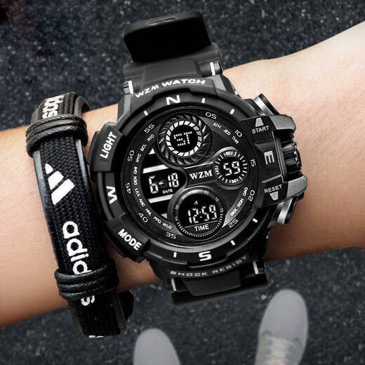 MPPMCK Watch männliche Schüler Koreanische Version Einfacher mechanischer Quarz luminöser wasserdichte INS Trendy weibliche Junior High School Schüler Schwarzer Technologie Sport 695 Blau + Batterie kleiner Schraubendreher