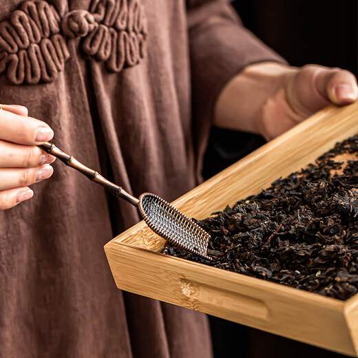 Porcelain tea set (cipaiming teaset) Porcelain tea spoon household tea spoon tea spoon Kung Fu tea set tea ceremony accessories copper color <Totem> alloy tea spoon