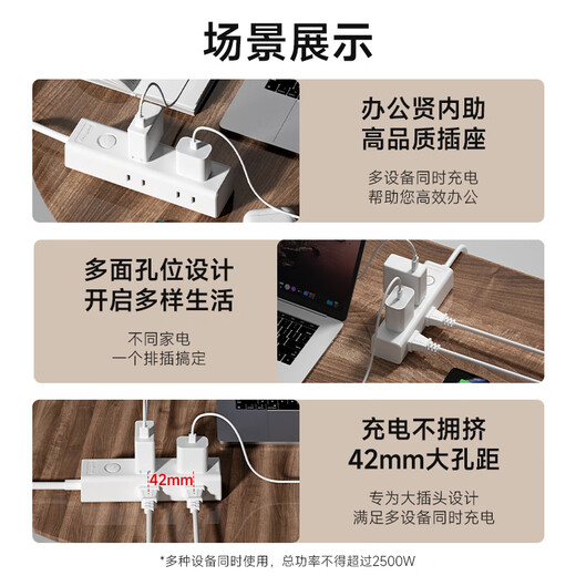 Lianggong (lengon) new national standard two-pin plug-in row two-hole plug total control 6-digit 1-meter socket/socket board/row plug/wiring board/mini student dormitory household portable plug-in board N160-1.0