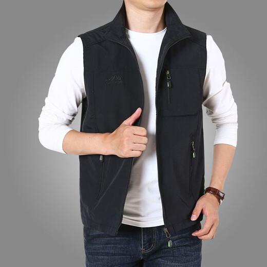 JP男士薄款马甲立领速干背心休闲外套9901 军绿色 L(适合125斤-140斤)