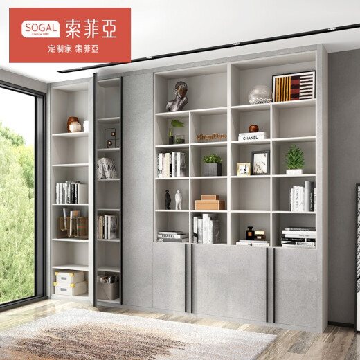 Sophia imitation stone bookcase Teece series whole house customized post-modern study furniture ultra-high door bookshelf desk cabinet open bookshelf low cabinet combination corner home office desk customization earnest money (specific price is based on the plan, please contact customer service for details)