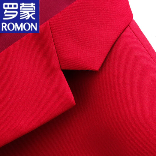 ROMON Men's White Large Size Business Formal Suit Korean Style Slim Color Red Suit Groom Wedding Dress White 2XL