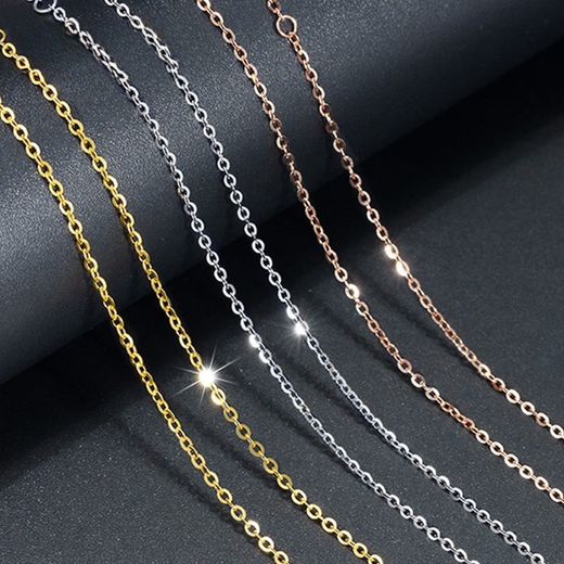Mu Chenjin Duoxi 18k gold necklace women's o-shaped chain gold clavicle chain au750 rose gold plain chain platinum flash o chain colored gold 18k white gold o-shaped chain thick 1.7mm 45-50cm about 2.75~2.85g
