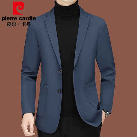 皮尔卡丹（pierre cardin）休闲西装男新款男士西服中年单西春秋夹克外套修身爸爸上衣 藏蓝ZJ9889 L 175