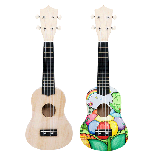 
Assemble small guitar ukulele DIY handmade homemade material bag painted hand-painted wooden graffiti 21 inch love + full set of pigments + backpack + strap 21 inch