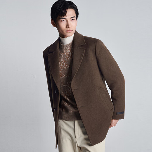 Good news bird lapel short wool coat men's business casual straight woolen coat KEBS243012U mocha brown 50