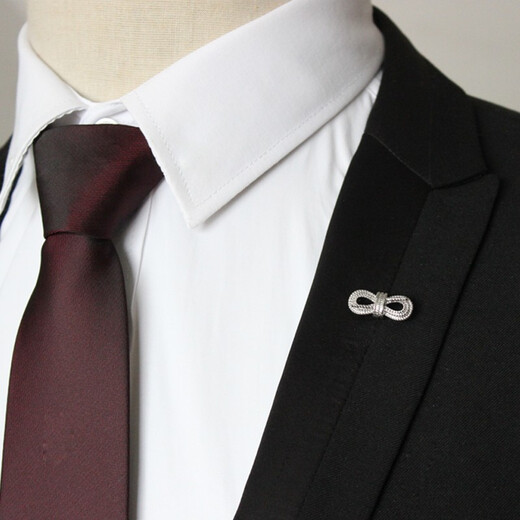 Xifei Men's Brooch Korean Style Bow Corsage Collar Pin Twist Smooth Dual Use Business Casual Suit Accessories