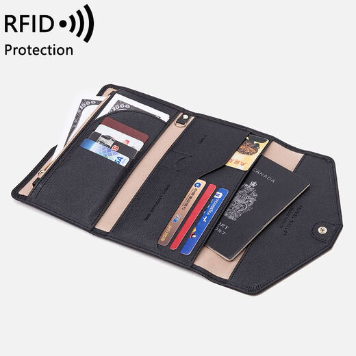 OQBego Passport Clip Anti-Diebstahl-Bürsten RFID Multifunktionsluft-Ticket-Zertifikattasche für Männer und Frauen, die im Ausland Passpassbeutel reisen, große Anzahl von Schwarz