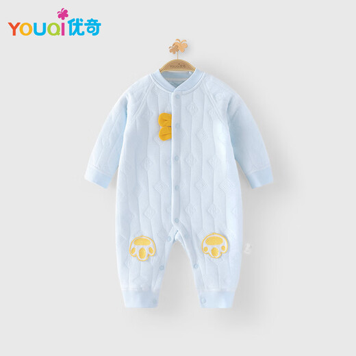 优奇婴儿连体衣保暖春秋款夹棉秋装新生儿衣服宝宝外出哈衣加厚秋冬季