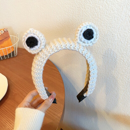 Haiyi Duo Big Eyes Frog Headband Girls Winter Cute Funny Wool Knitted Hairpin Baby Anti-Slip Hair Pressure Headband 10003B Green