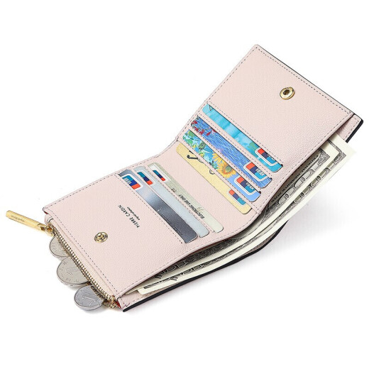 Pierre Cardin wallet women's short folding zipper simple women's wallet mini fresh coin purse gift box J0A609-810601S light pink birthday 520 Valentine's Day gift for girlfriend, wife, Mother's Day gift, practical gift for mom