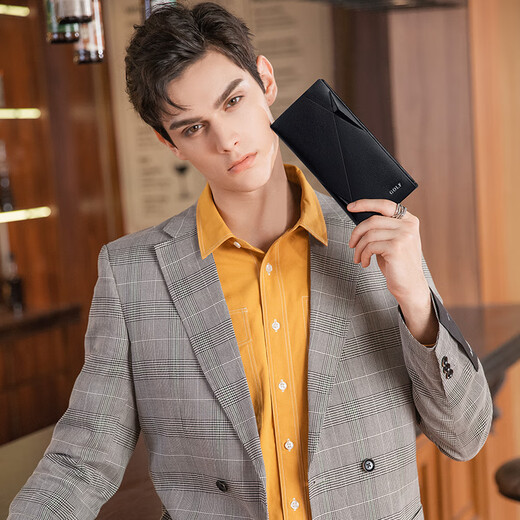 GOLF MADAM男士钱包真皮长款皮夹钱包卡包证件包商务多功能大容量礼物送男友 黑色