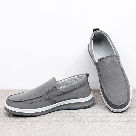 Qianpai old Beijing cloth shoes men's spring and autumn casual men's shoes middle-aged and elderly dad's shoes one foot with soft sole lightweight driving men's single shoes gray 3373 40