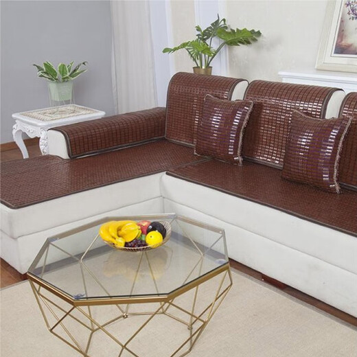 Murata Inago Sofa Cooling Mat Summer Mahjong Mat Sofa Cushion Mahjong Mat Bamboo Mat Anti-slip Pad Carbonized Color (Beef tendon + anti-slip bottom) 45x45cm