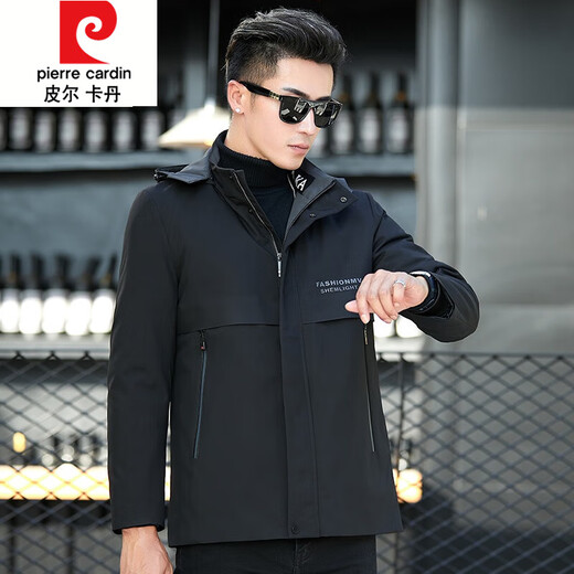 Pierre Cardin Haining new parka fur one-piece men's short mink lining mink nickel fur coat 211 black (gold lining) M 48 (100~120Jin Jin is equal to 0.5 kg)