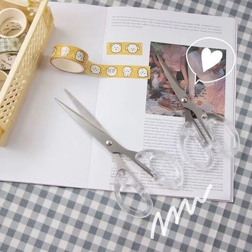 ins透明磨砂便携剪刀学生少女心刘海专用剪家用多功能手工裁剪刀 中号款