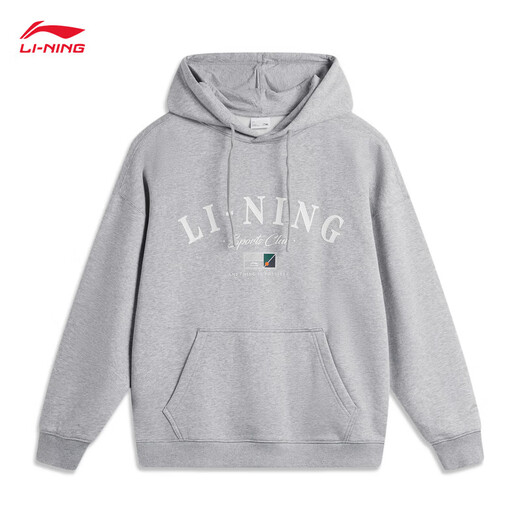 Li ning plus samt warm warmes Kapuzen-Sweatshirt für Männer 2024 Herbst und Winter Neuer Retro-Druck Einfache Sporttop AWDU673 BC17 FLOWE GRAY-1 L (175)