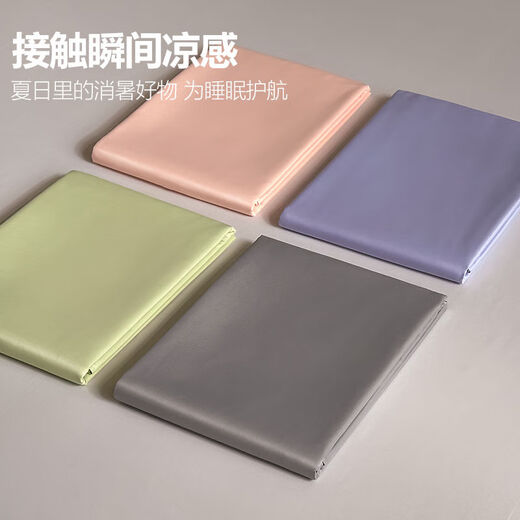 舒炫夏季单件纯色单双人1.5m冰丝丝滑裸睡被单学生宿舍 洛可可-白+银灰【床单为银灰】 160x220cm【单件床单】