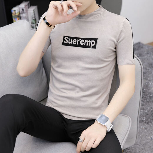 Suéter de manga corta Wanpai Mo para hombres en otoño e invernal estilo coreano estilo coreano Fit de moda y guapo base de personalidad Sweater Sweater Stripes-9901 Negro L 105-120Jin [Jin equivale a 0.5 kg]