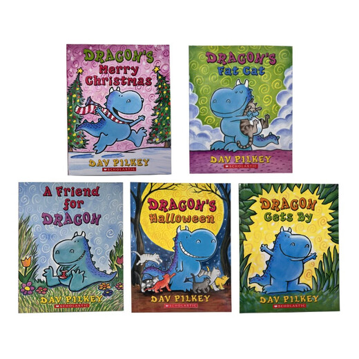 英文原版 胖龙蓝蓝5册赠音频 Dragon 学乐Acorn橡子系列温馨友情幽默搞笑全彩桥梁书 蓝思410-510L Dog Man神探狗狗同作者 4至8岁美国学乐出版社  小学教辅