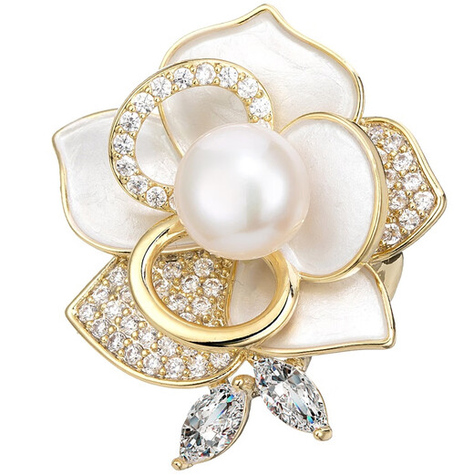 Qlady camellia brooch high-end women's pearl corsage anti-exposure pin scarf buckle birthday gift for mom's birthday