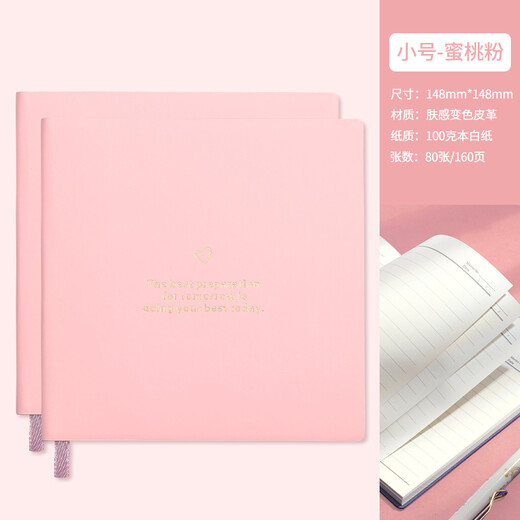 Mu Lei square notebook, square notebook excerpt, art youth, good-looking square notebook, ins style college student postgraduate entrance examination notebook, tileable square notebook, reading notebook 12004-small peach powder-2 books
