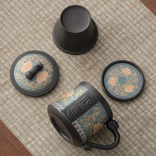 Ahri's Love Tasse à thé en argile violette Tasse de séparation de thé Souvenir Cadeau d'affaires Cadeau d'anniversaire du père Cadeau pour homme pour papa mari Tasse en argile violette Ruyi bleue avec boîte à thé Service à thé haut de gamme Personnalisation pratique pour les souvenirs de retraite pour les enseignants et les aînés