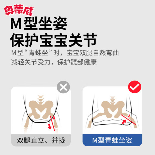 奥蒙威婴儿背带腰凳宝宝遛娃抱娃神器前抱式多功能新生四季通用 深蓝色